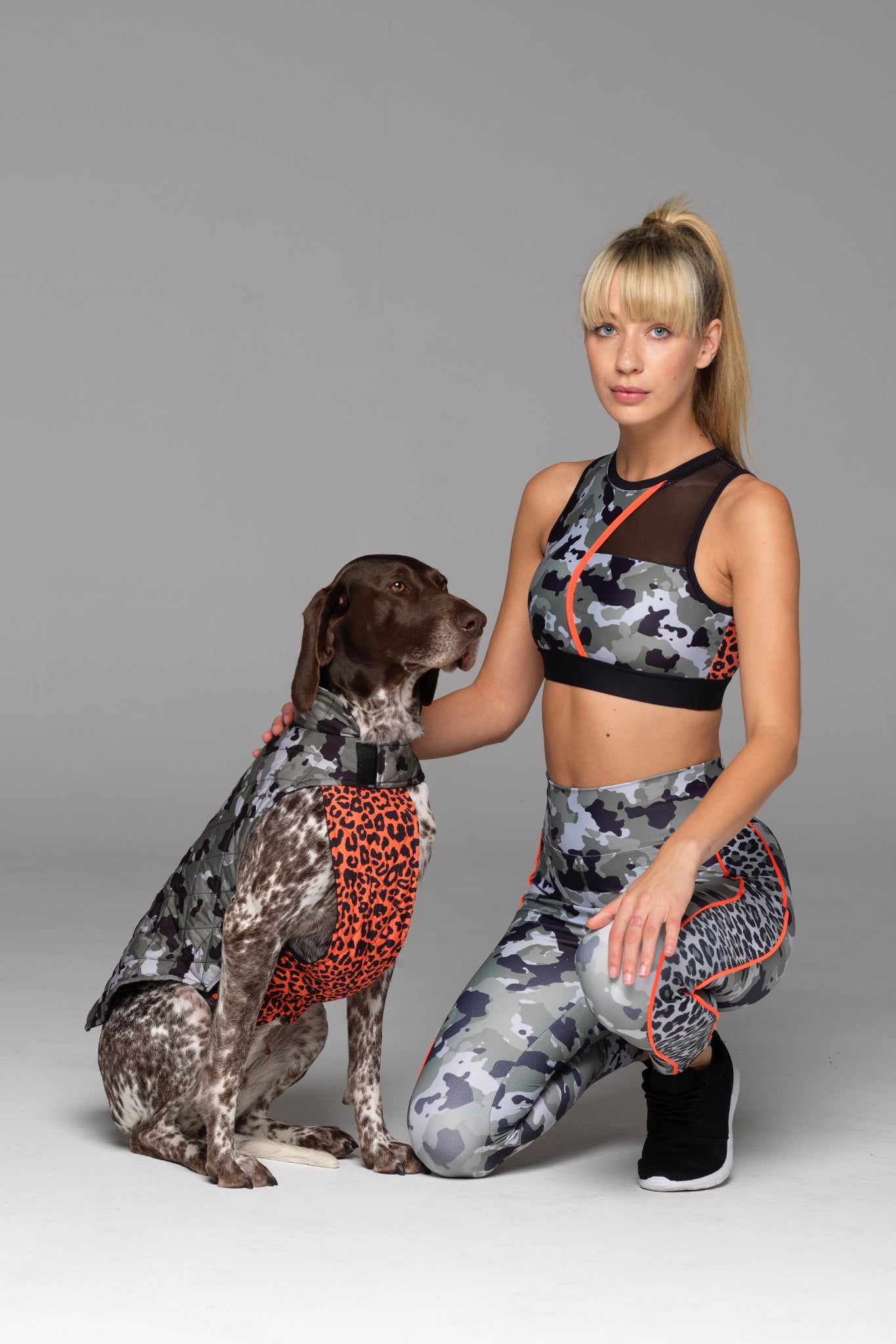 Mum & Me! Our human and dog models both in matching camo outfits. What a pair!