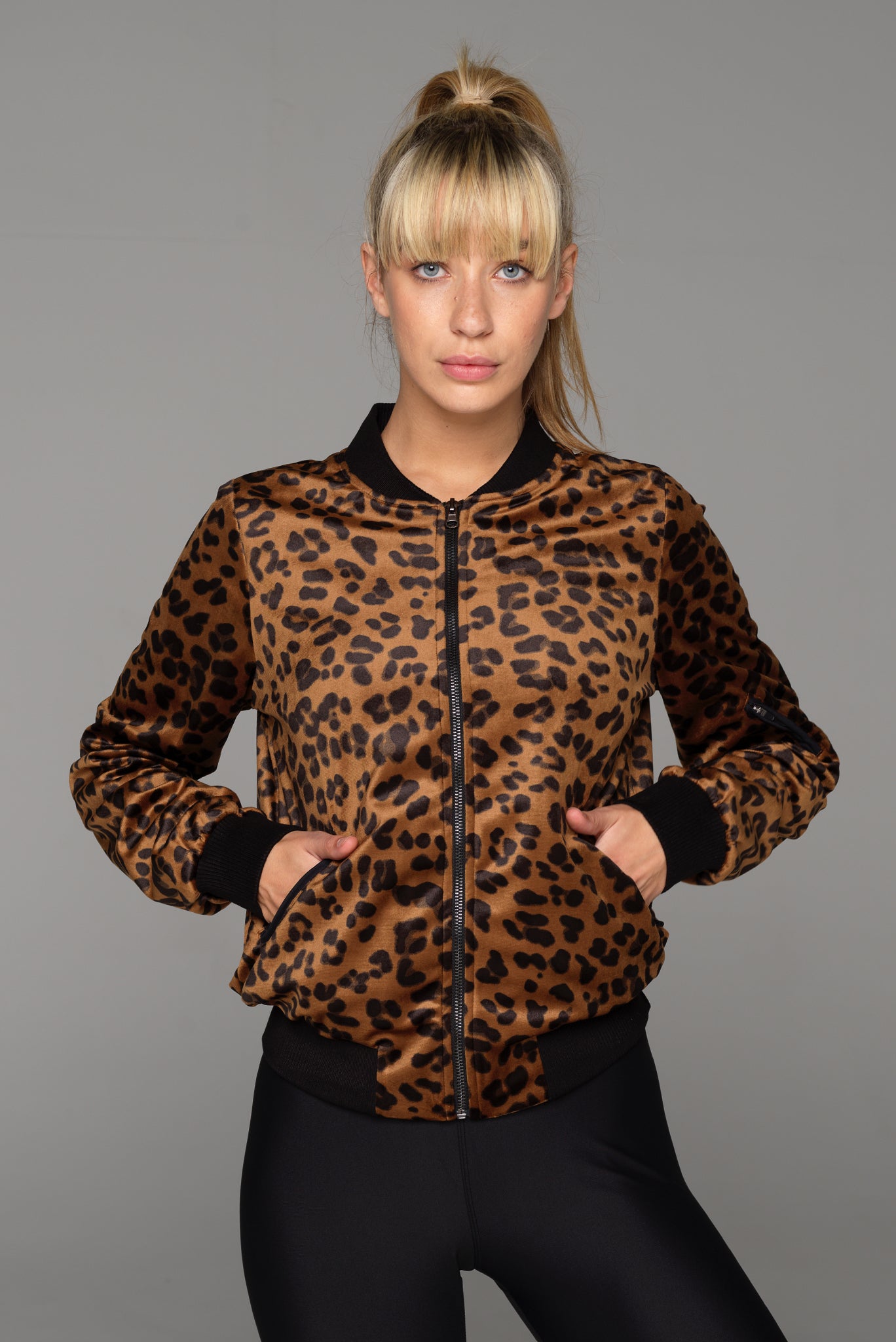 Warm and toasty for winter, our Roam Bomber Jacket in Bronzed Baby print looks great and feels comfy on.
